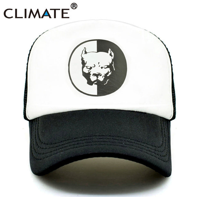 CLIMATE Cool Pitbull Trucker Caps Bully Super Hero Dog Summer Cap Cool Dog Mesh Caps Black Baseball Caps Hat for Men Women - GAME-BRED K-9's
