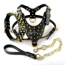 Load image into Gallery viewer, Cool Spiked Studded Leather Dog Harness Rivets Collar and Leash Set For Medium Large Dogs Pitbull Bulldog Bull Terrier  26&quot;-34&quot; - GAME-BRED K-9&#39;s