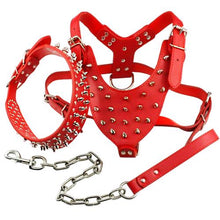 Load image into Gallery viewer, Cool Spiked Studded Leather Dog Harness Rivets Collar and Leash Set For Medium Large Dogs Pitbull Bulldog Bull Terrier  26&quot;-34&quot; - GAME-BRED K-9&#39;s