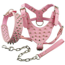 Load image into Gallery viewer, Cool Spiked Studded Leather Dog Harness Rivets Collar and Leash Set For Medium Large Dogs Pitbull Bulldog Bull Terrier  26&quot;-34&quot; - GAME-BRED K-9&#39;s