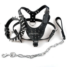 Load image into Gallery viewer, Cool Spiked Studded Leather Dog Harness Rivets Collar and Leash Set For Medium Large Dogs Pitbull Bulldog Bull Terrier  26&quot;-34&quot; - GAME-BRED K-9&#39;s