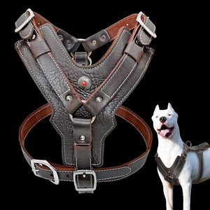 Genuine Leather Dog Harness With Quick Control Handle Adjustable - GAME-BRED K-9's